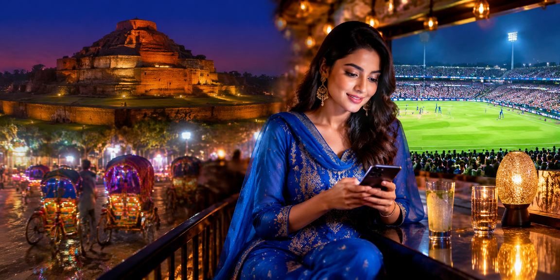 ঢাকায় সালোয়ার কামিজ পরে ক্রিকেট বেটিং ভাউচার ব্যবহার করছেন একজন নারী