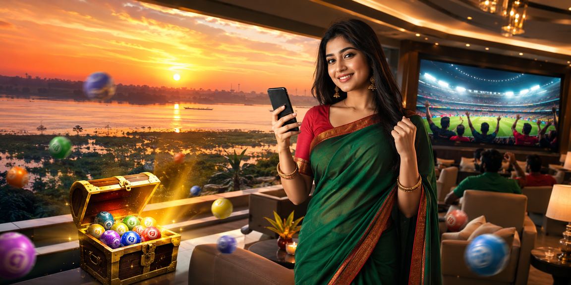রাজশাহীতে একজন বাংলাদেশি ব্যবহারকারী মোবাইলে লটারি খেলছেন
